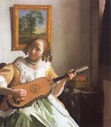 Jan Vermeer Woman is playing Guitar china oil painting reproduction